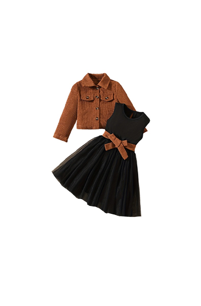 Black Frock with Brown Shirt Set