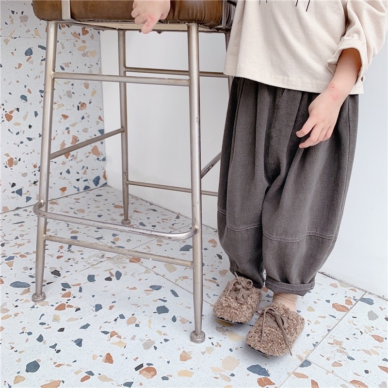 Brown and Cream Colorblock Pants - 1