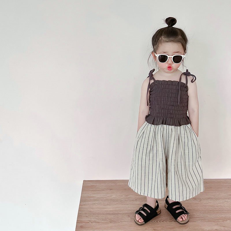 Brown Top & White Trouser Set