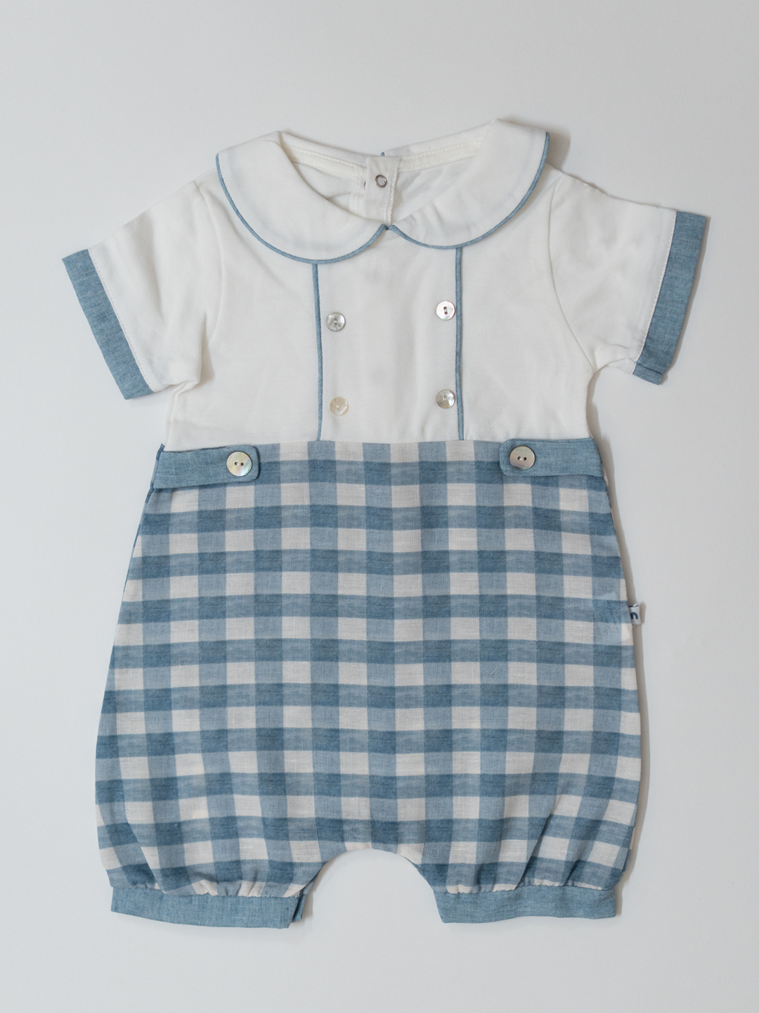 CHECKER ONESIES WITH COLLAR