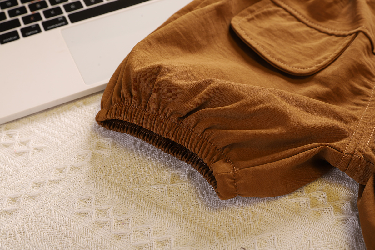 Cream Shirt with Orangish Brown Shorts Set - 2