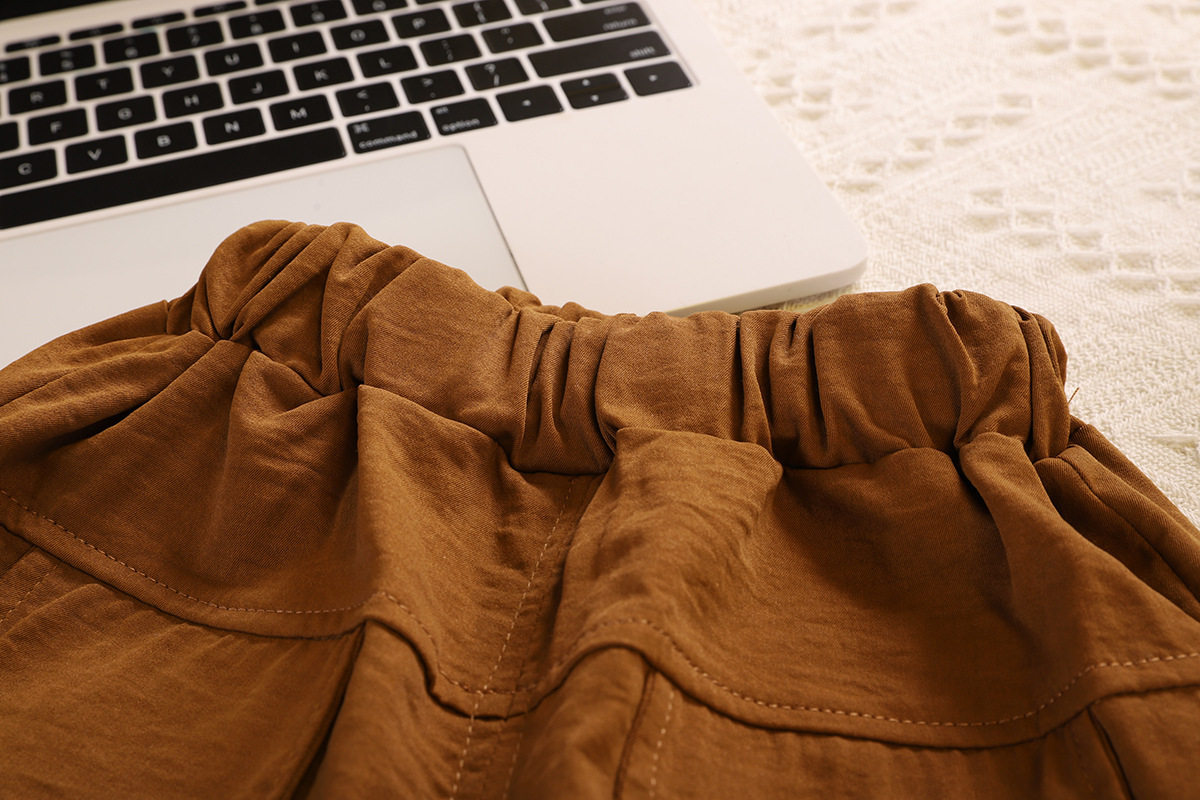 Cream Shirt with Orangish Brown Shorts Set - 1