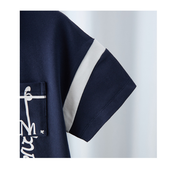 Dark Blue Collared Graphic T-Shirt