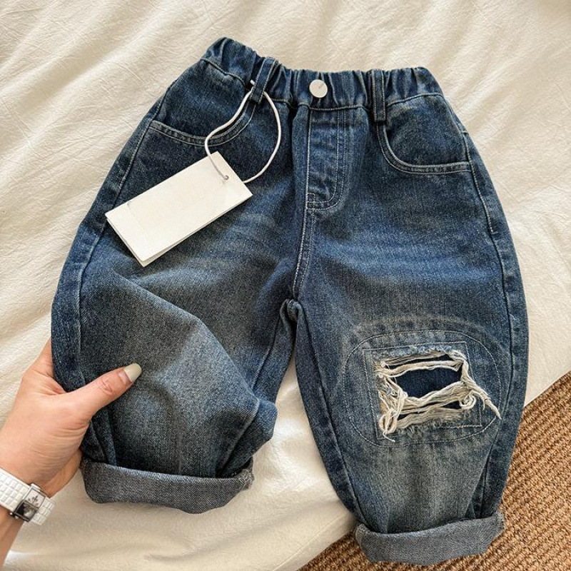Denim Patch Detail Pants