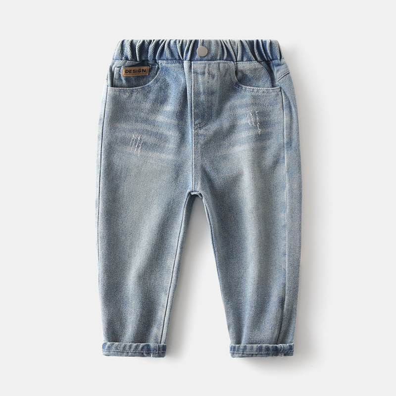 Light Blue Denim Elastic Pants