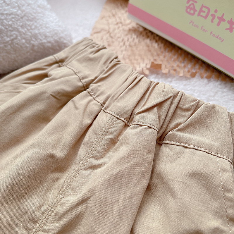 Striped Brown Collared T-Shirt with Cream Shorts Set - 2