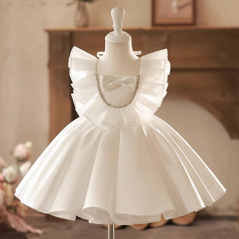 White Umbrella Cut Frock Dress